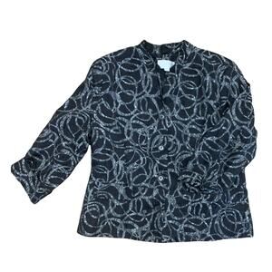 Erin London Blazer Size L Silver Scribble Loop Swirl 3/4 Cuff Sleeve